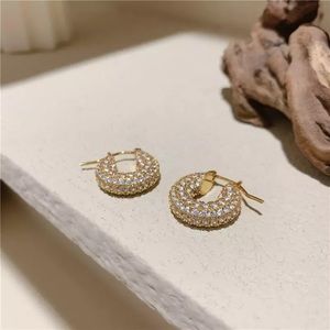 Small Chunky Crystal Zirconia Gold Hoop Earrings